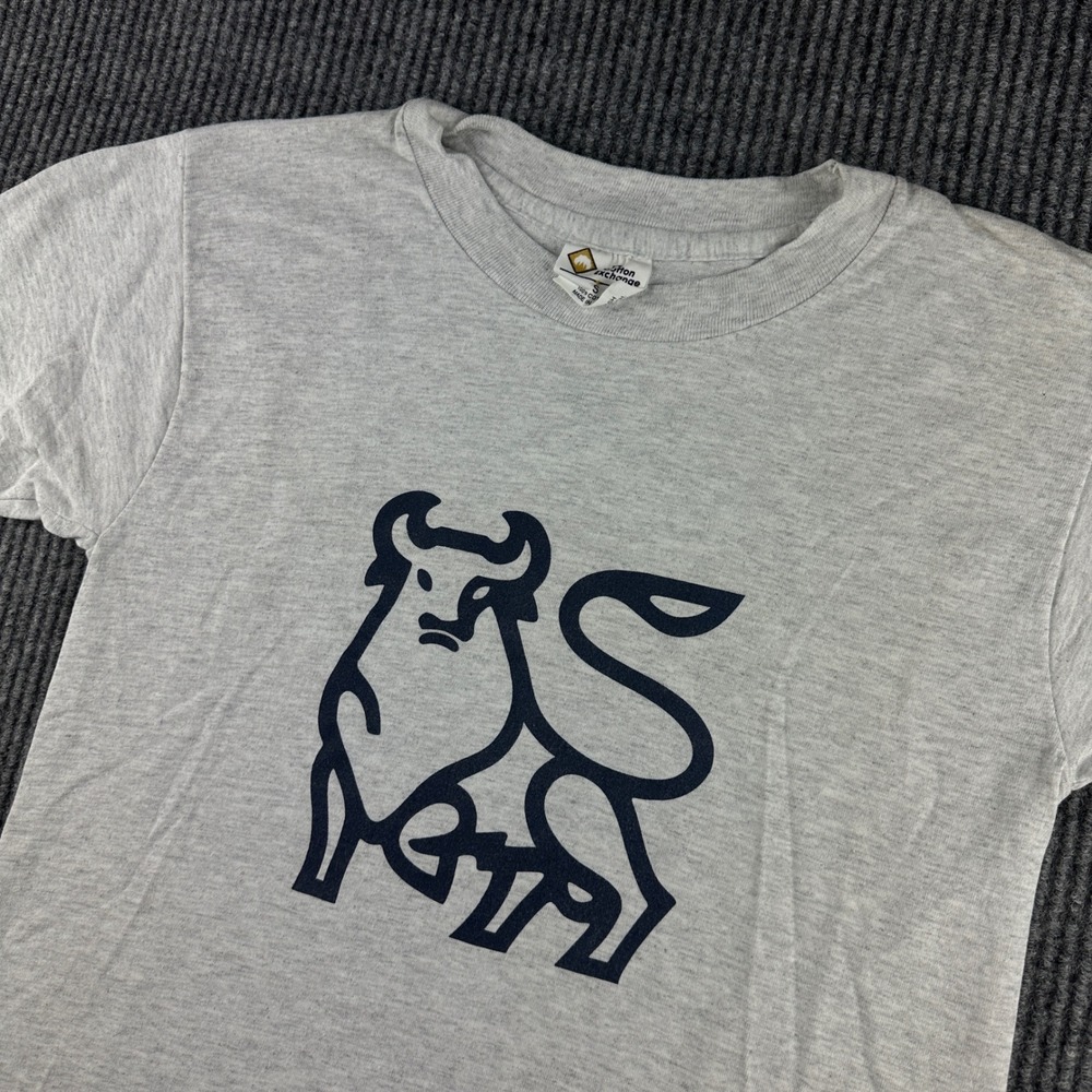 VTG The Cotton Exchange Mens Gray Merrill Lynch Bull Graphic T-Shirt USA Small